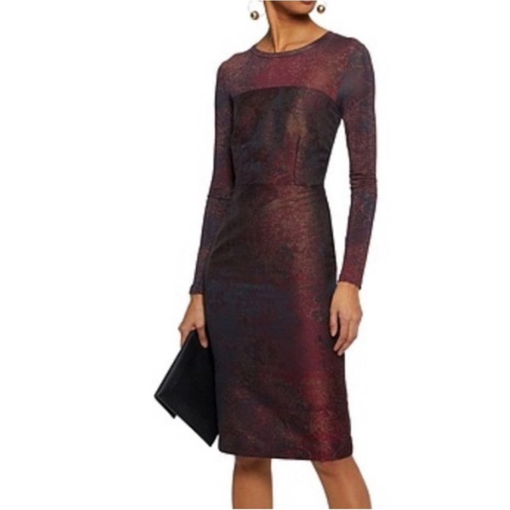 Max Mara Varna NWOT Jacquard Print Bordeaux Sheath Dress As Seen On TV 36 / US 2 - Picture 16 of 16